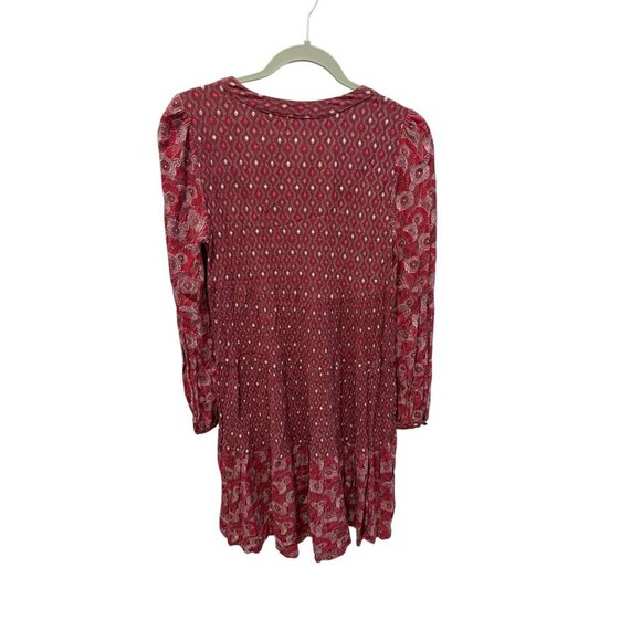 Maeve By Anthropologie Red/White Patterned Long Sleeve Dress Size S 100% Cotton - Picture 7 of 7